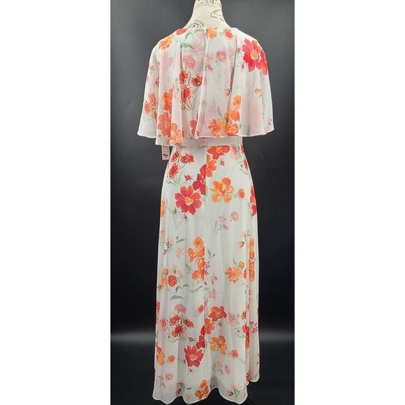 Calvin Klein floral Flutter sleeve Maxi dress white floral Sz 2 Feminine modest - Picture 4 of 12